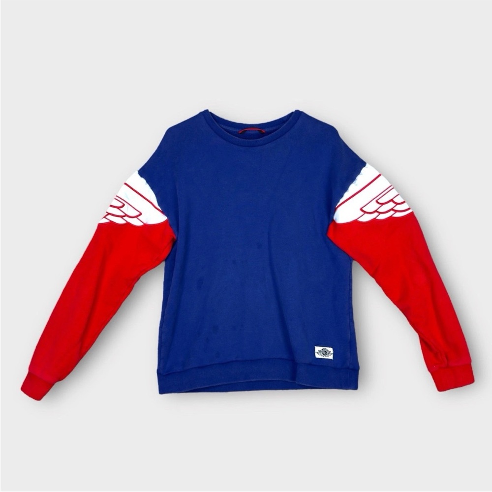 Nike Air Jordan Wings Red White Blue Crewneck Sweatshirt Embroidered Size M